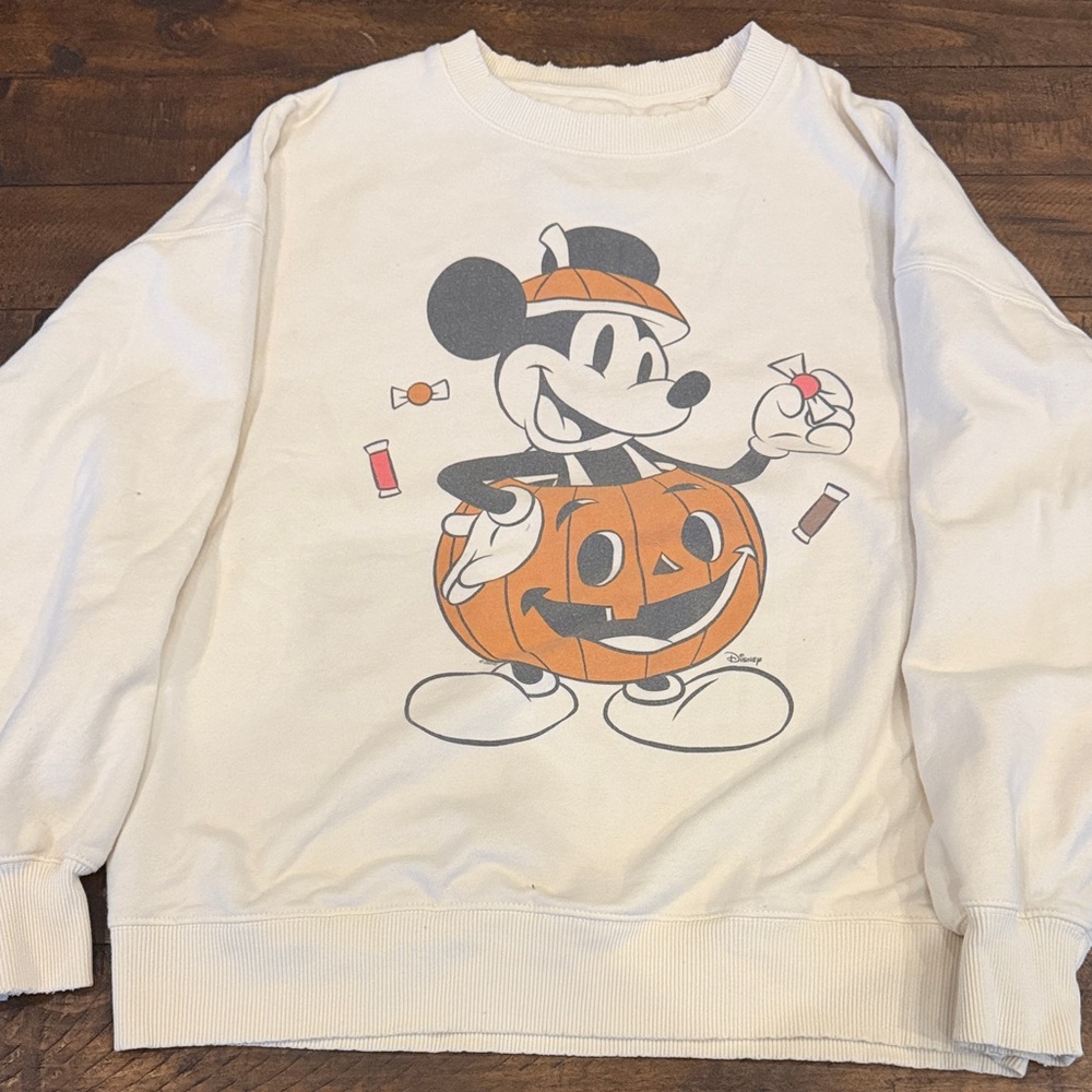 Disney Cream Mickey Mouse Halloween Sweatshirt